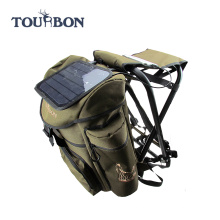 TOURBON 2016 heißer verkauf im freien solarpanel ladegerät klapp funktionale 600D nylon angeln und jagd rucksack stuhl packs